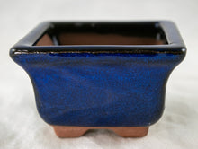 3.25" Square Mini Mame Bonsai Pot + Mesh - Blue/Green